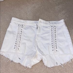 Express White High Rise Jean Shorts